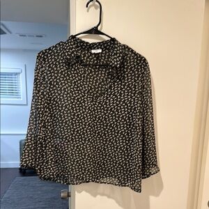 BP Black and White High Low Blouse with Peter Pan Collar